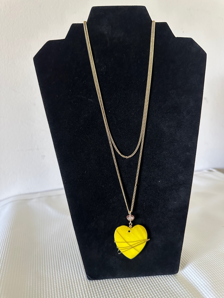 Gold Chain Necklace With Yellow Heart Pendant